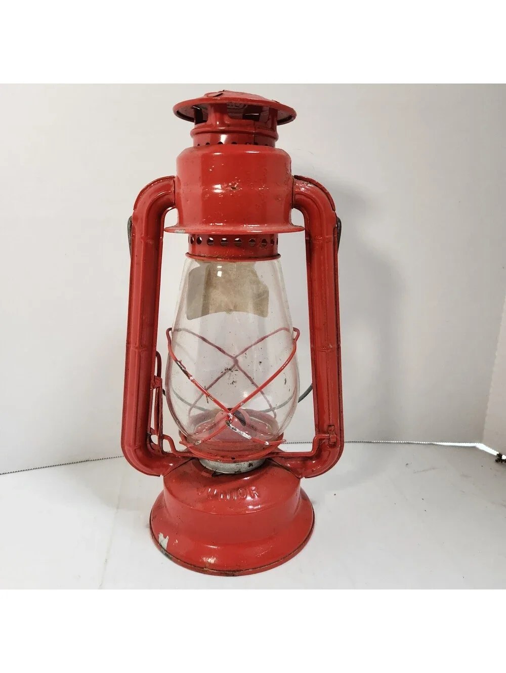 Vintage Dietz No 20 Junior Red Kerosene Oil Lantern Clear Glass Globe 12